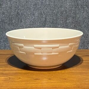 Longaberger Woven Traditions Ivory 10.5" Large Mixing Serving Bowl Pottery USA